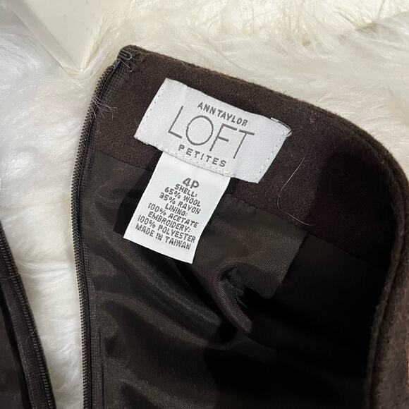 NEW Ann Taylor Loft Wool Classic Tailored Embroidered Floral A-line Skirt 4P - Picture 12 of 14